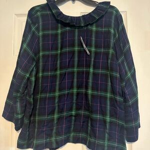 NWT Crown and Ivy Plaid Blouse